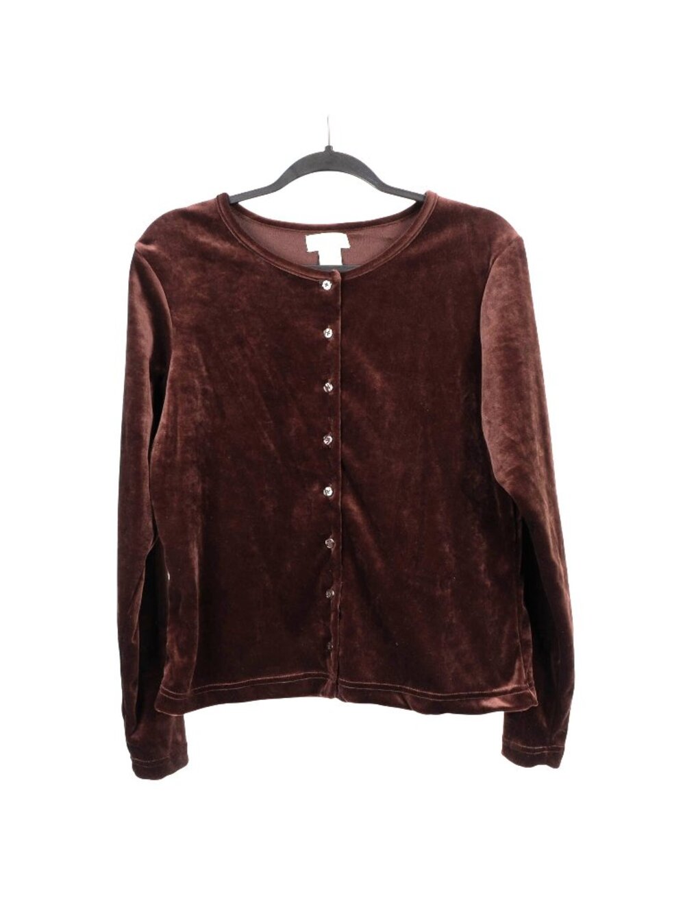 Velvet VTG Cardigan L Women Brown Y2K 90s Whimsigoth Festival Rolled Hem Button